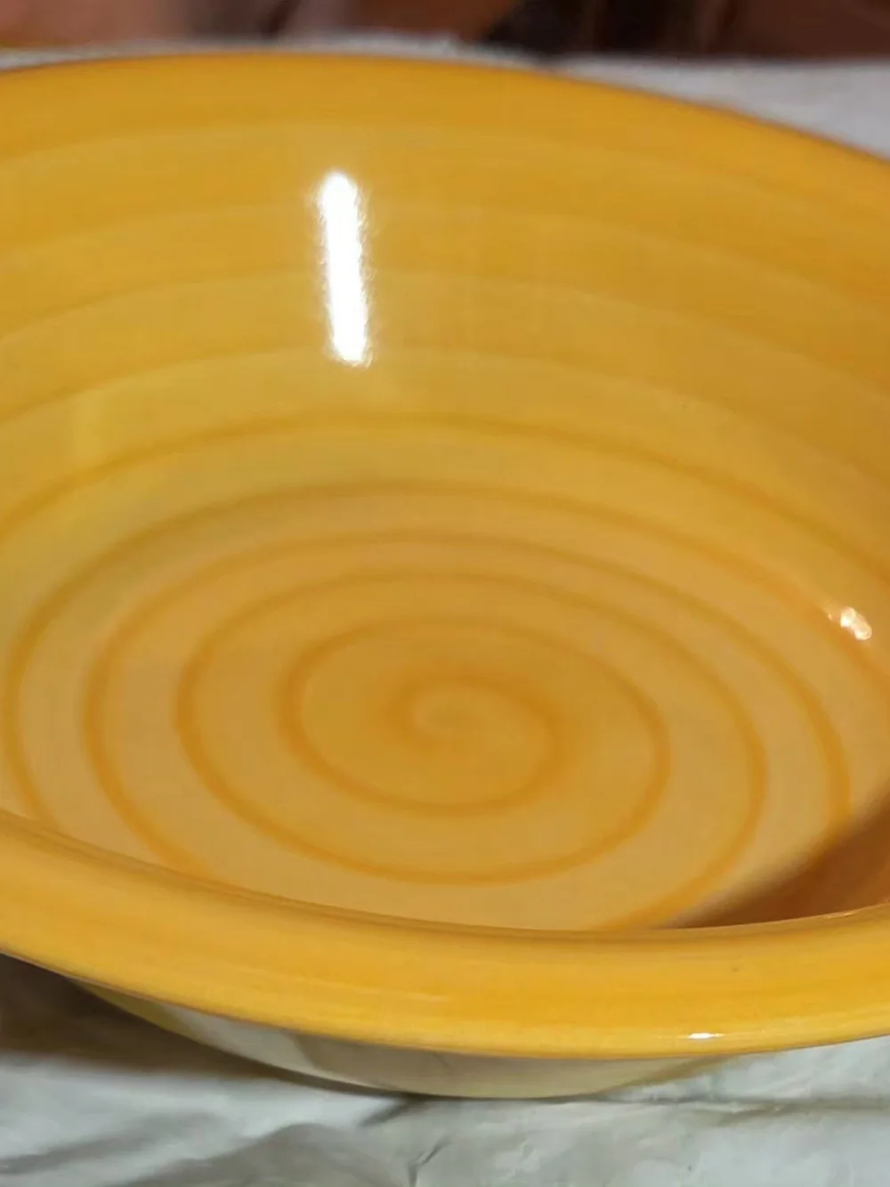 Sunshine Spiral Ceramic Serving Bowl - Yellow